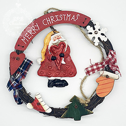 Венок плетеный «Дед Мороз с сердцем» (дерево, керамика, 16см)
